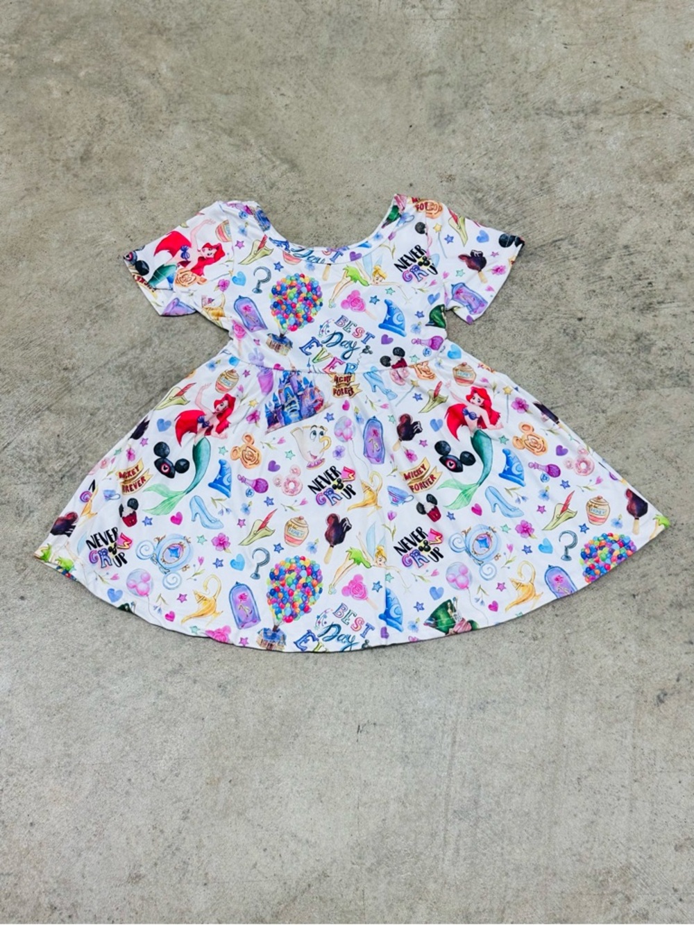 Girls White Multicolor Print Twirl Casual Dress